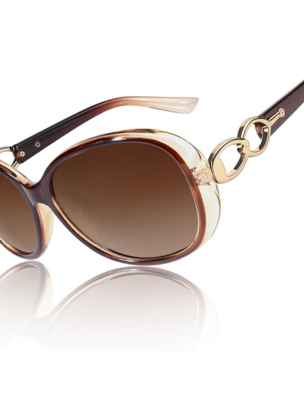 Stylish Wrap Around Women's Sunglasses - Polarized Gradient Brown UV400 Lenses